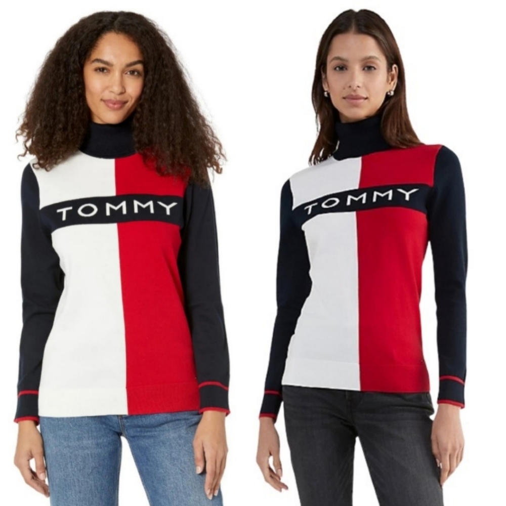 🆕️⬇️Tommy Hilfiger Colorblock Logo Stella Turtleneck